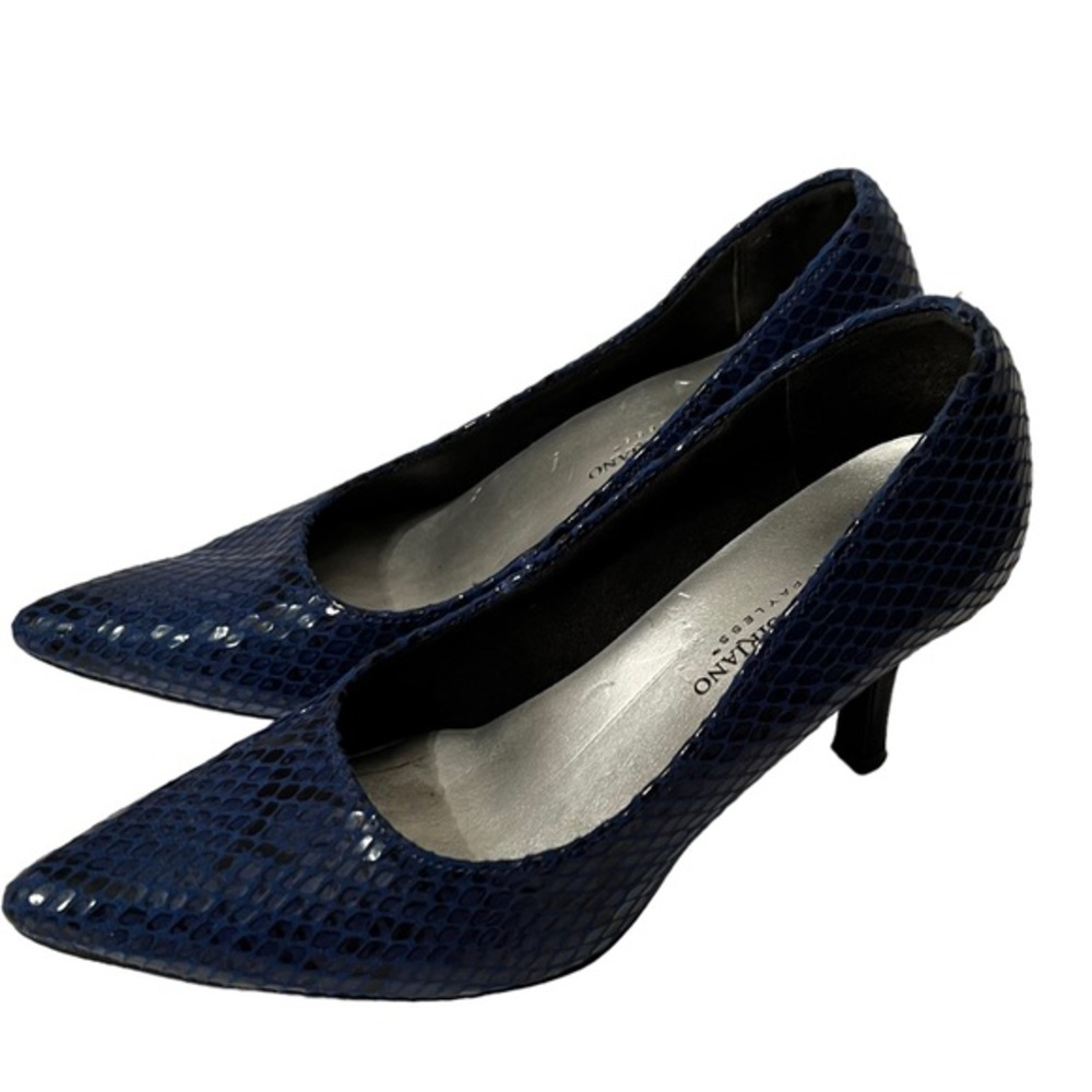 Christian Siriano Navy Blue Snakeskin Style Shoes Size 6